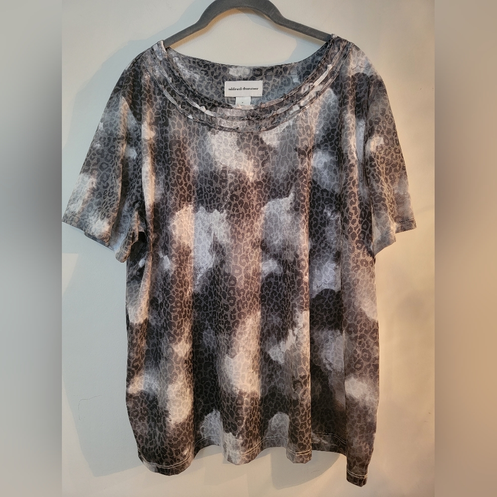 Alfred Dunner, Black/White/Gray Print Top, Size XL